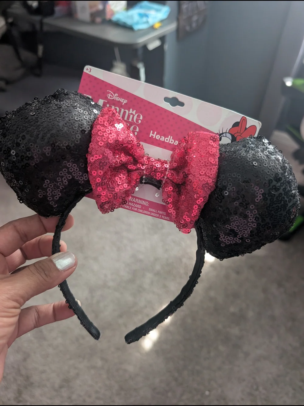 Disney Sequin Minnie Mouse Headband in Black and Red